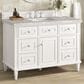 James Martin Vanities Lorelai 48" Single Vanity in Bright White with 3 cm Victorian Silver Quartz Top, , large
