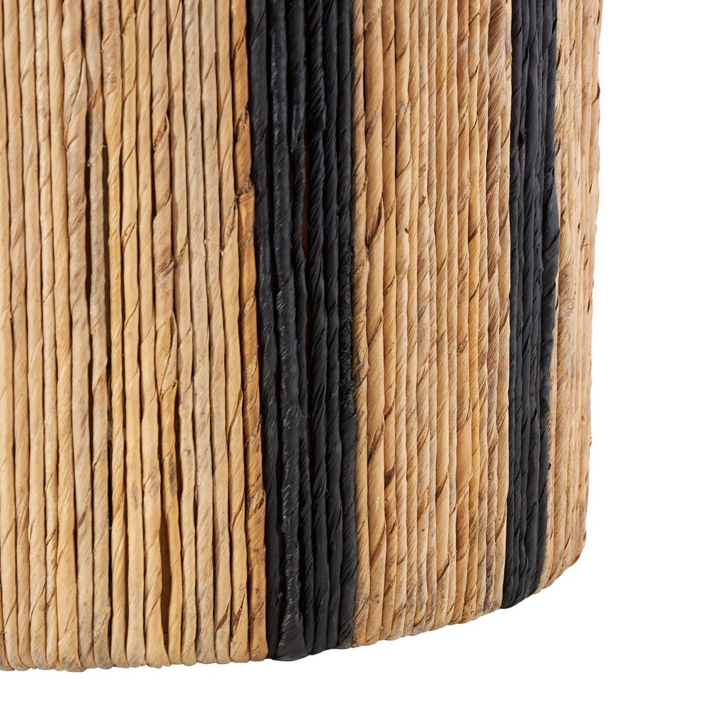 Maple and Jade Banana Leaf Drum Linear Wrapped End Table in Brown and Navy Blue, , large