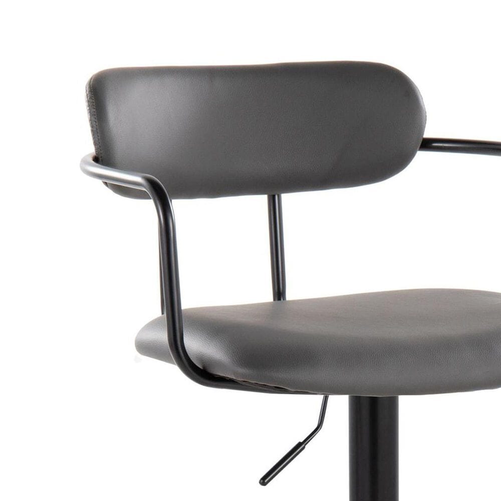 LumiSource Demi Swivel Adjustable Bar Stool with Grey Upholstery in Black (Set of 2), , large