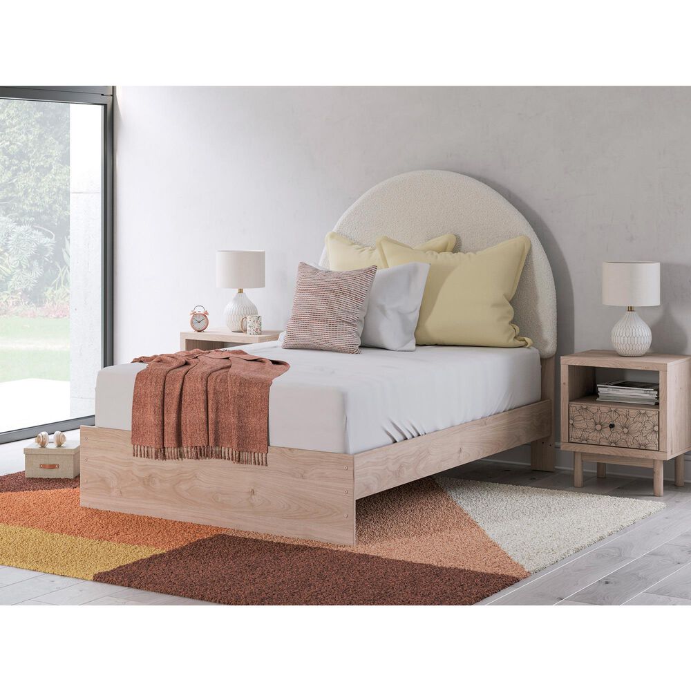 Ashley Arloster Full Upholstered Panel Bed in Tan/White, , large