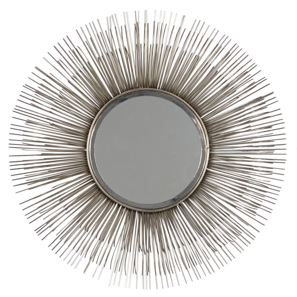 Maple and Jade 29" Round Wall Mirror in Distressed Silver, , large