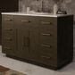 Lexora Home Abbey 48" Single Bathroom Vanity in Brown Oak with 2 cm White Quartz Top and Rectangular Sink, , large