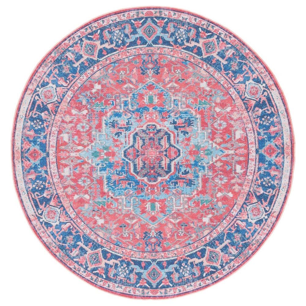 Safavieh Serapi SEP518 6"7" Round Navy and Red Area Rug, , large