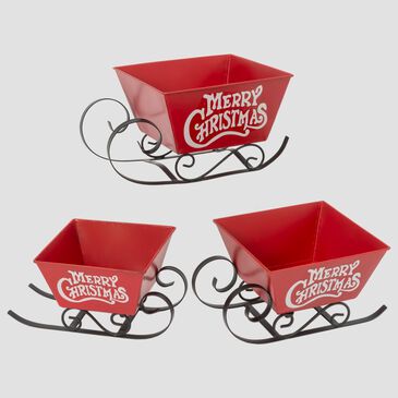 The Gerson Company 3-Piece Holiday Sleigh Set in Red, , large