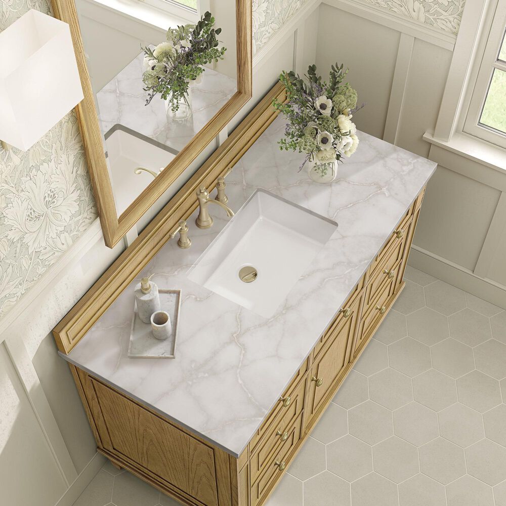 James Martin Vanities Lorelai 48&quot; Single Vanity in Light Natural Oak with 3 cm Victorian Silver Quartz Top, , large