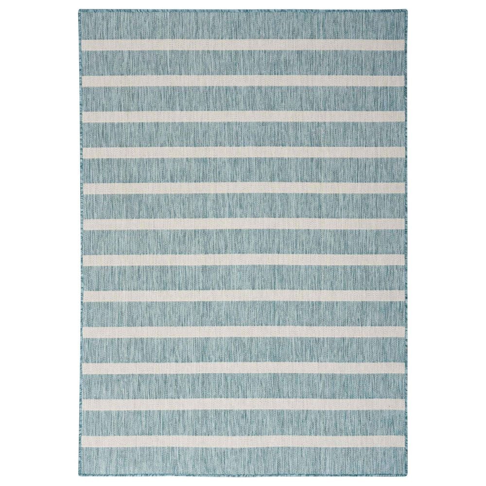 Nourison Positano POS03 Aqua and Ivory 4" x 6" Indoor/Outdoor Area Rug, , large