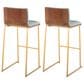 Lumisource Mason Mara Barstool with Green Cushion in Gold and Walnut (Set of 2), , large