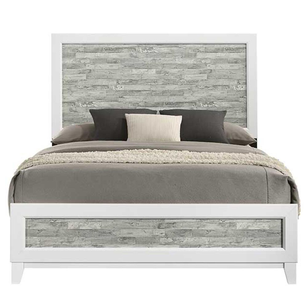 Titanic Furniture Artic King Panel Bed in Gray and White, , large