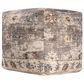 LR Home 18" Square Floral Pouf in Taupe, , large