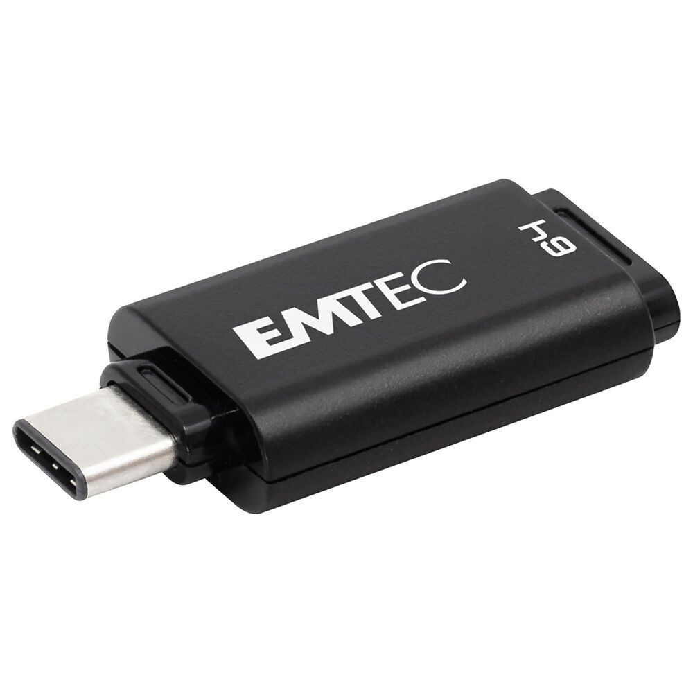 Emtec D400 64GB USB 3.2 Type-C Flash Drive in Black, , large