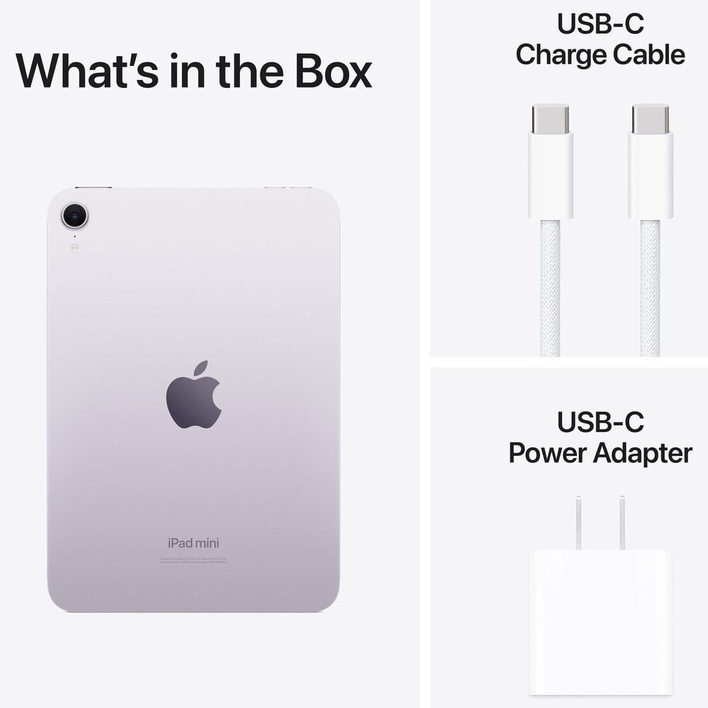 Apple iPad Mini Wi-Fi + Cellular 256GB - Purple with 2-Year AppleCare+, , large