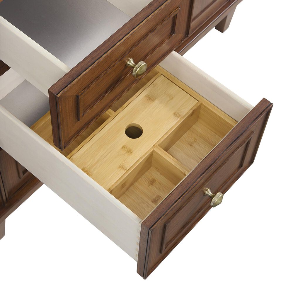 James Martin Vanities Lorelai 60&quot; Double Vanity in Mid-Century Walnut with 3 cm Victorian Silver Quartz Top, , large