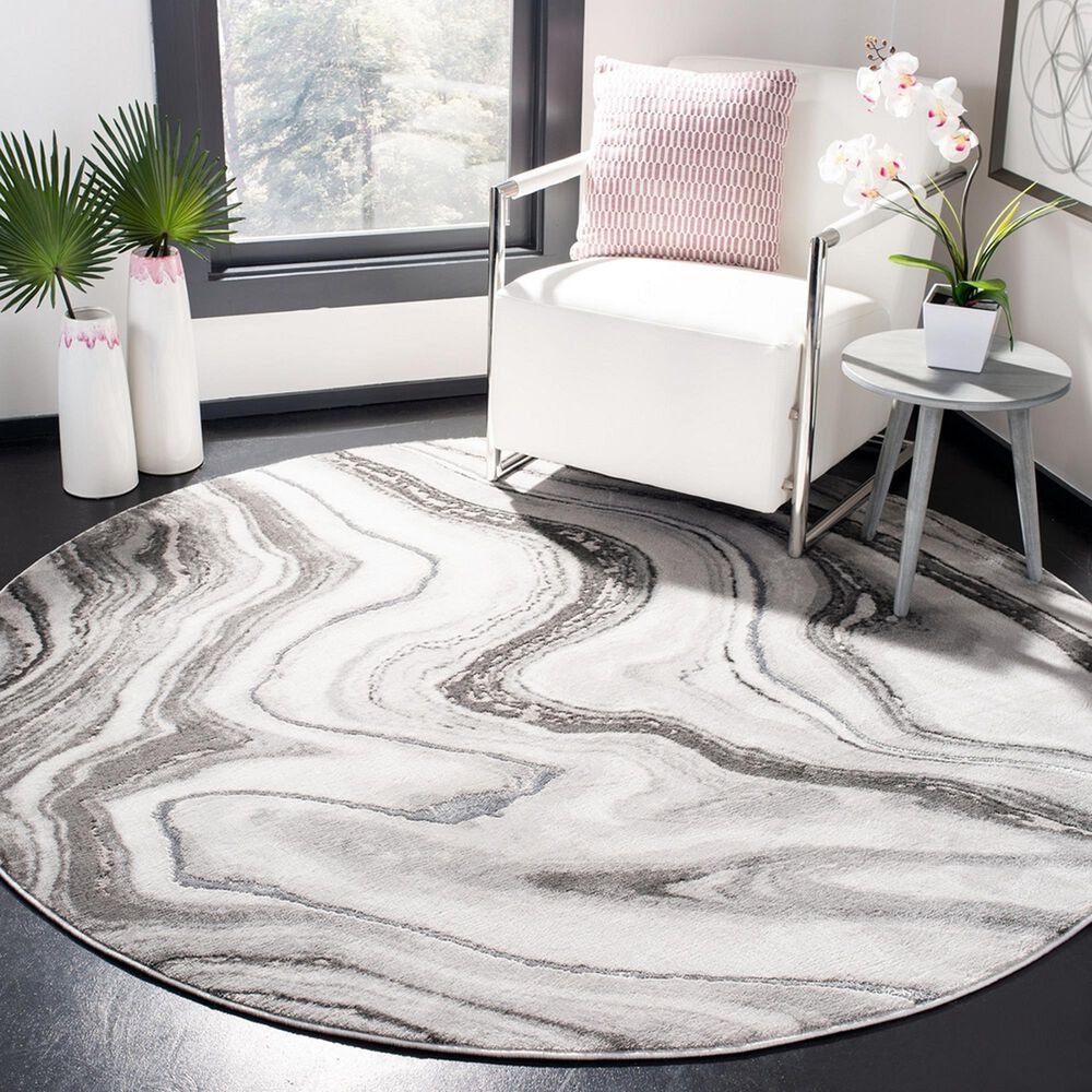 Safavieh Craft CFT819G 4&#39; Round Grey and Silver Area Rug, , large