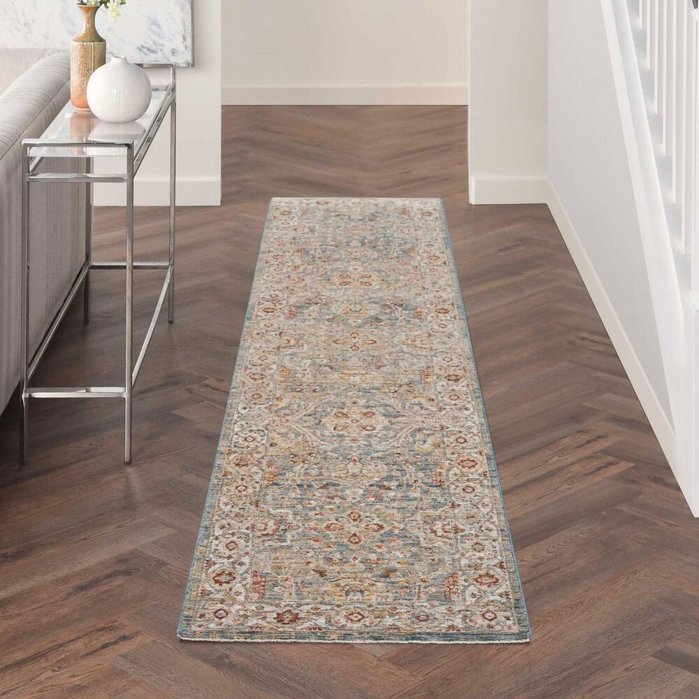 Nourison Sahar SHR03 2&#39;3&quot; x 10&#39;2&quot; Blue Runner, , large