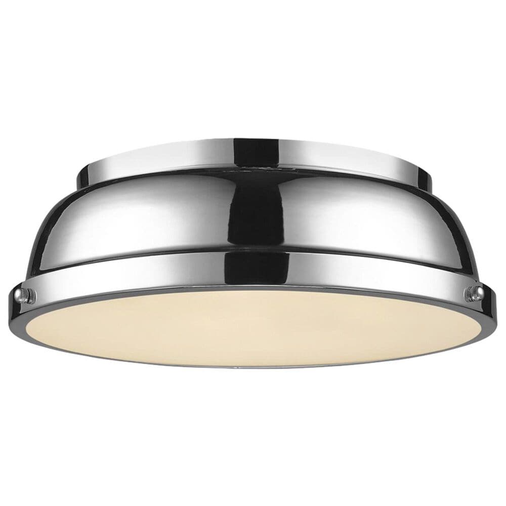 Golden Lighting Duncan 14" Flush Mount in Chrome with a Chrome Shade, , large