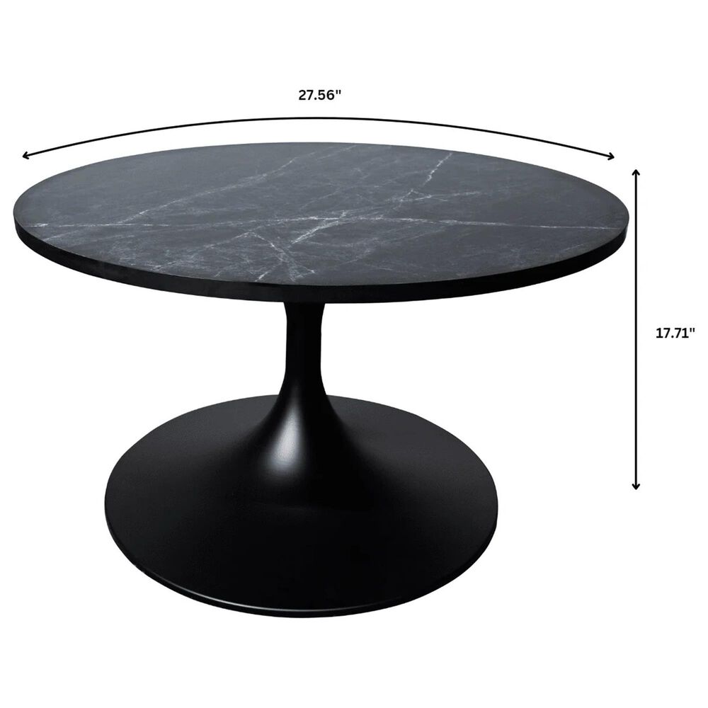 Leisuremod Verve 27&quot; Coffee Table with MDF Top in Black and Black Marble, , large