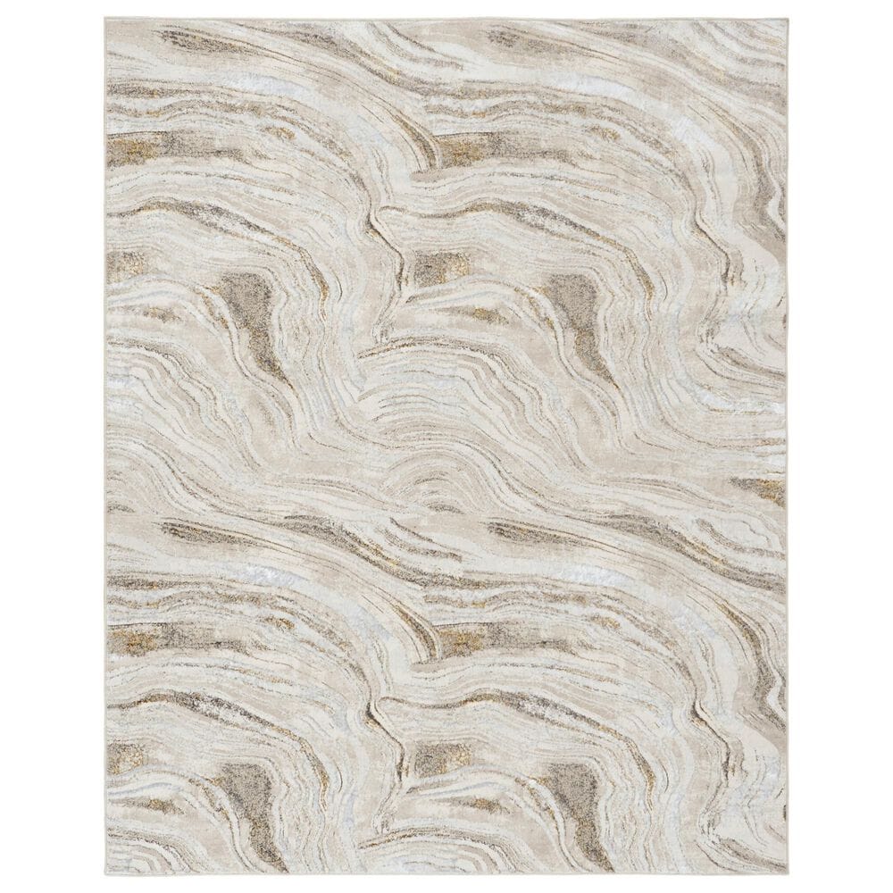 Nourison Glitz GLZ22 Grey and Gold 9" x 12" Area Rug, , large