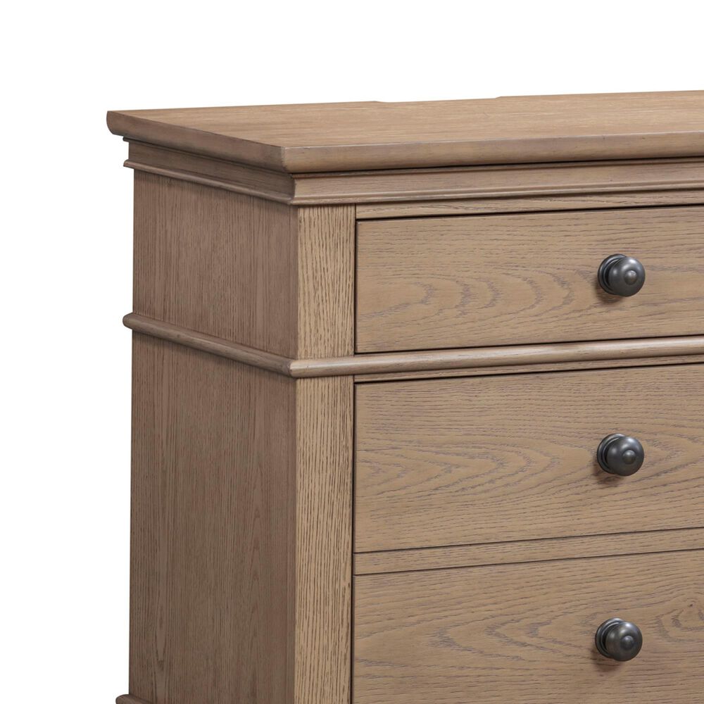Riva Ridge Oxford Queen Sleigh Bed with Two Nightstands in Tan with USB Ports, , large