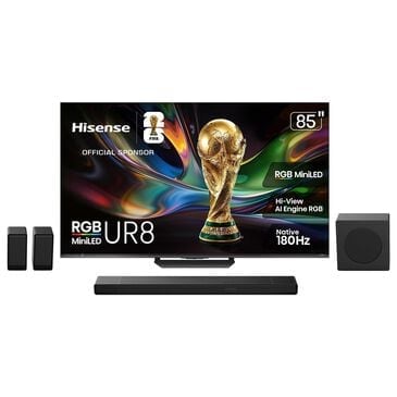 Hisense 85" Class UR8 RGB Mini-LED Series UHD 4K HDR - Smart Google TV with 5.1.4 Channel Soundbar System in Black, , large