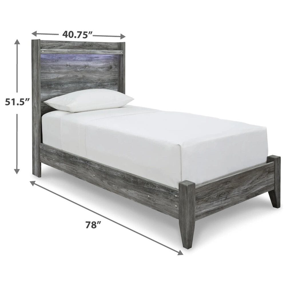 Ashley Baystorm Twin LED Panel Bed in Smoke Gray, , large