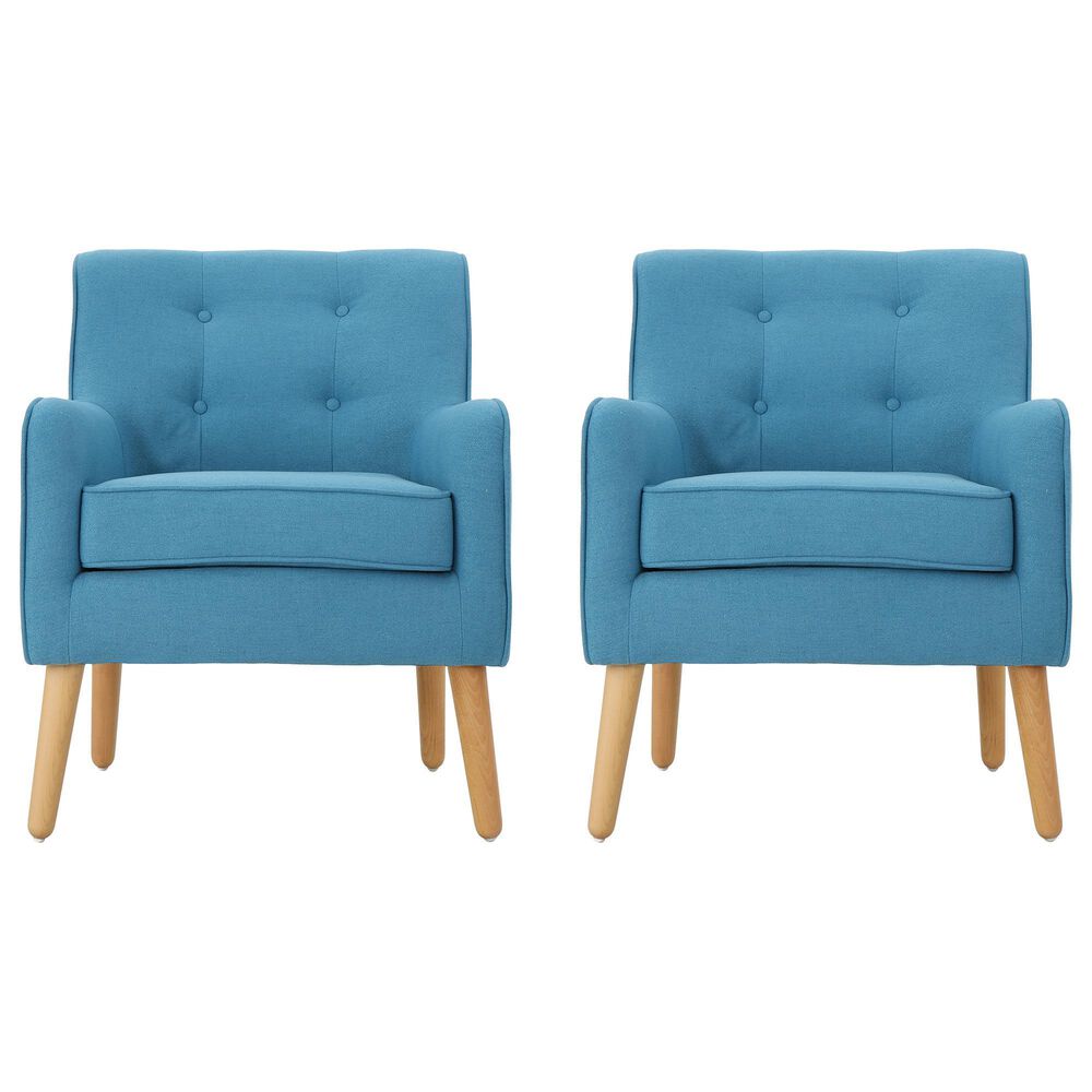 Noble House Felicity Arm Chair in Teal &#40;Set of 2&#41;, , large