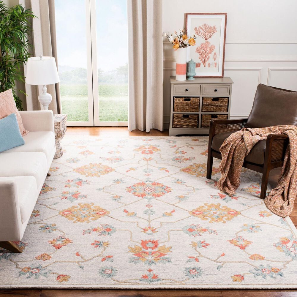 Safavieh Micro-Loop 8&#39; x 10&#39; Silver and Red Area Rug, , large