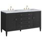 James Martin Vanities Myrrin 60" Double Vanity in Carbon Oak with 3 cm Carrara White Marble Top, , large