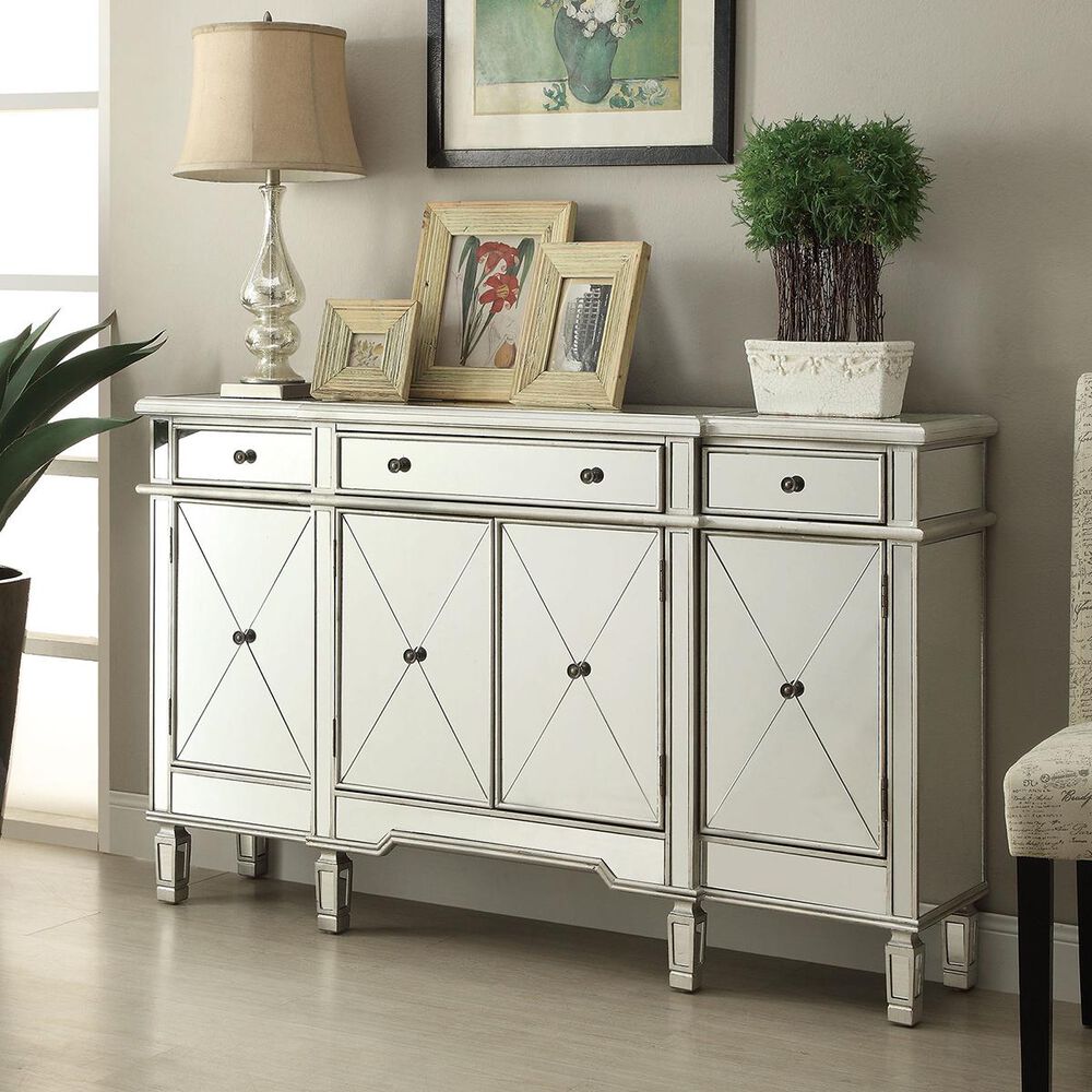 Pacific Landing Wine Cabinet with Mirror Door in Silver, , large