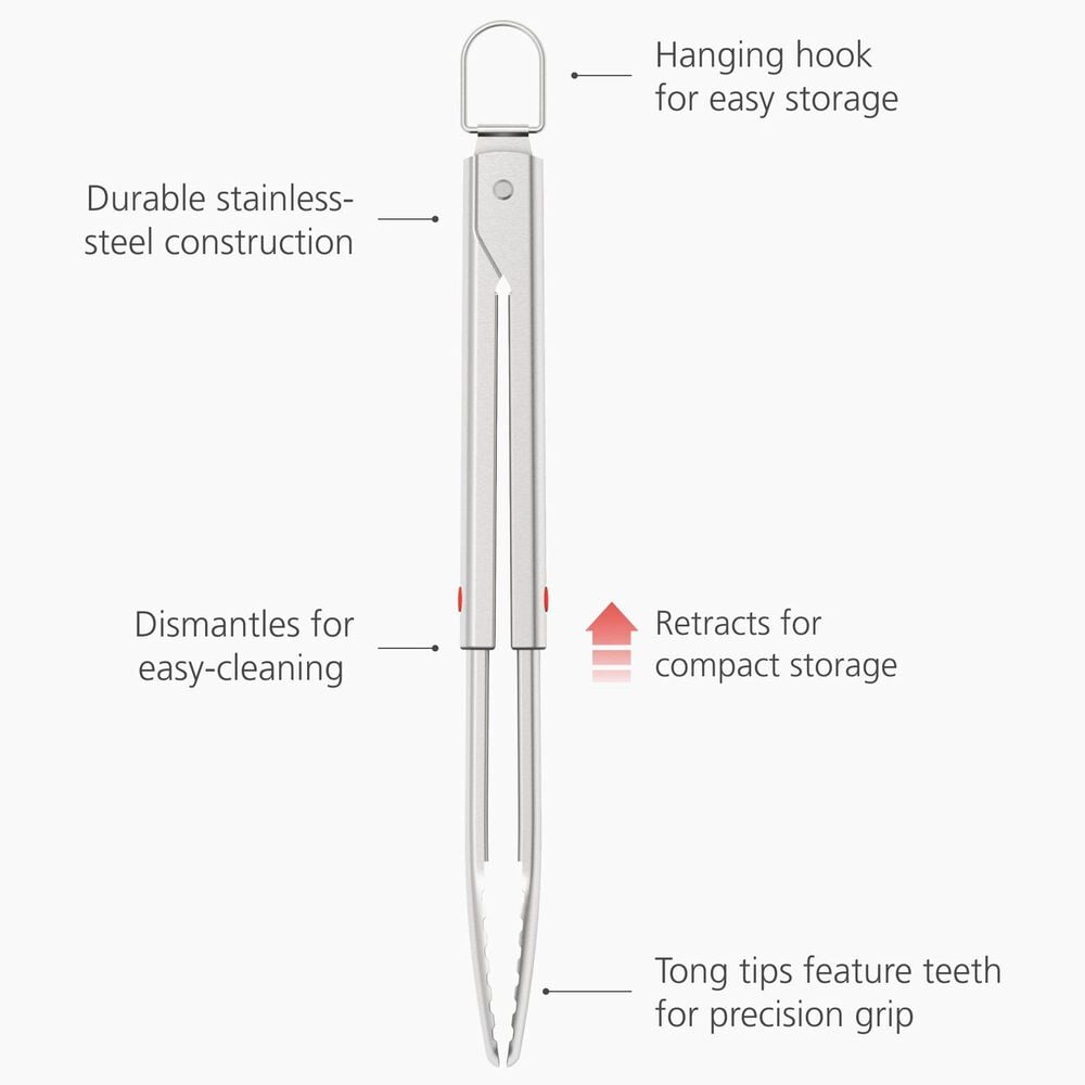 Joseph Joseph GrillOut BBQ Tongs with Retractable Head in Stainless Steel, , large
