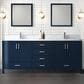 Lexora Home Jacques 80" Double Bathroom Vanity in Navy Blue with 2 cm White Carrara Marble Top and Rectangular Sinks, , large
