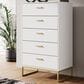 Ashley Socalle 5-Drawer Chest in Matte White and Gold, , large