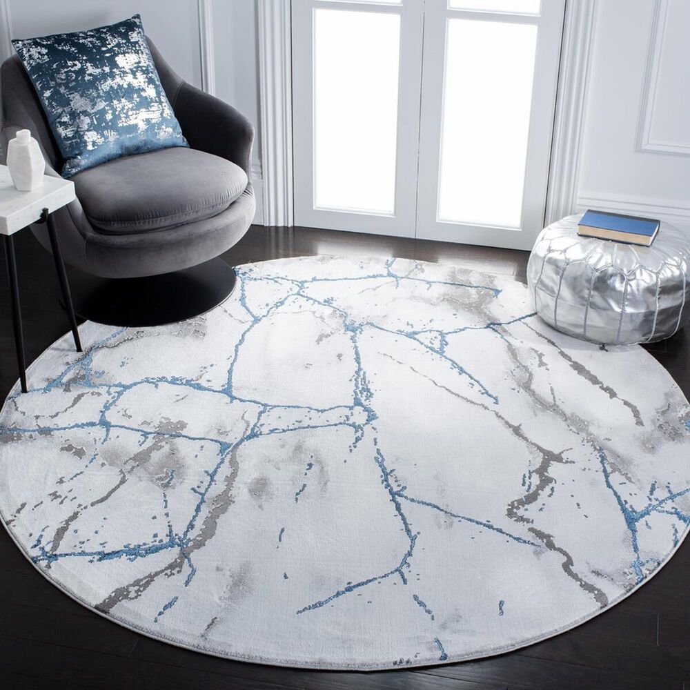 Safavieh Craft 10&#39; Round Ivory Grey and Blue Area Rug, , large