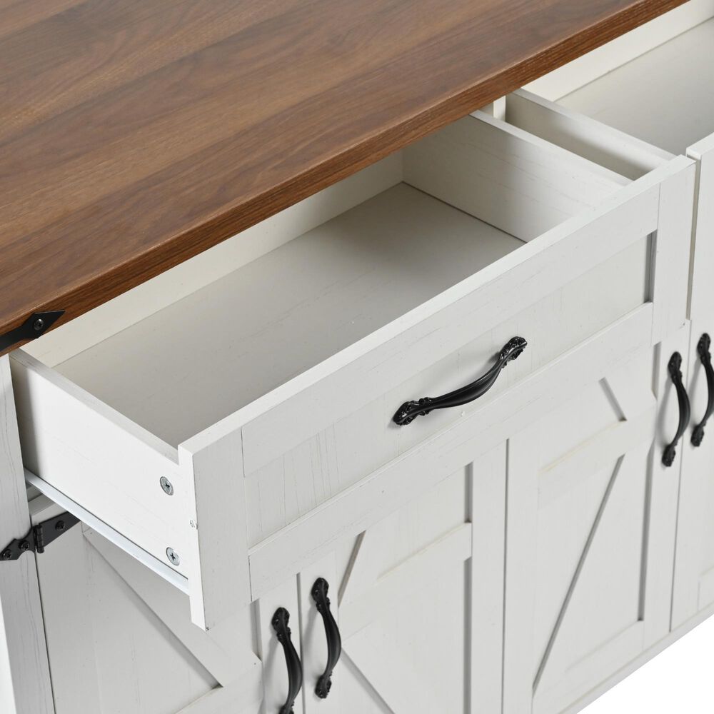 HOMLUX 53.5''Farmhouse Kitchen Island in White, , large