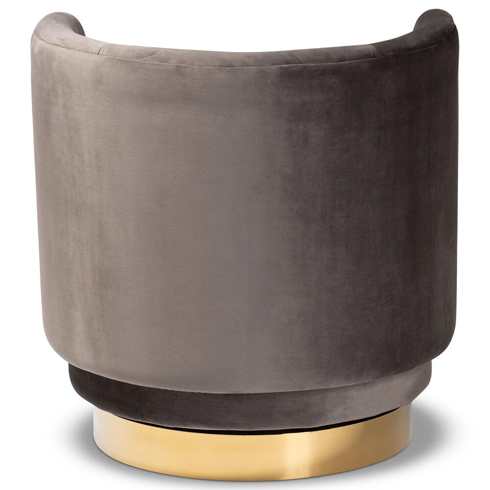 Baxton Studio Saffi Swivel Accent Chair in Grey, , large