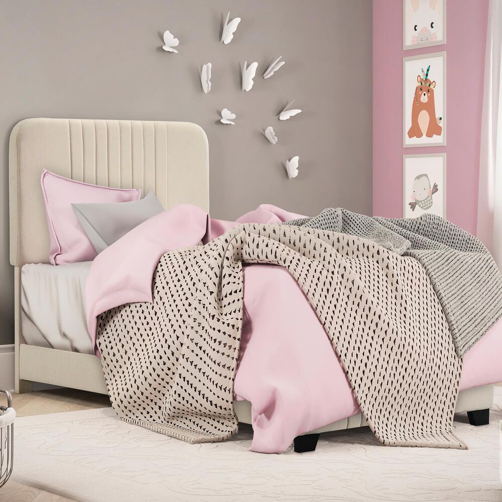 Accentric Approach Twin Upholstered Bed in Beige, , large