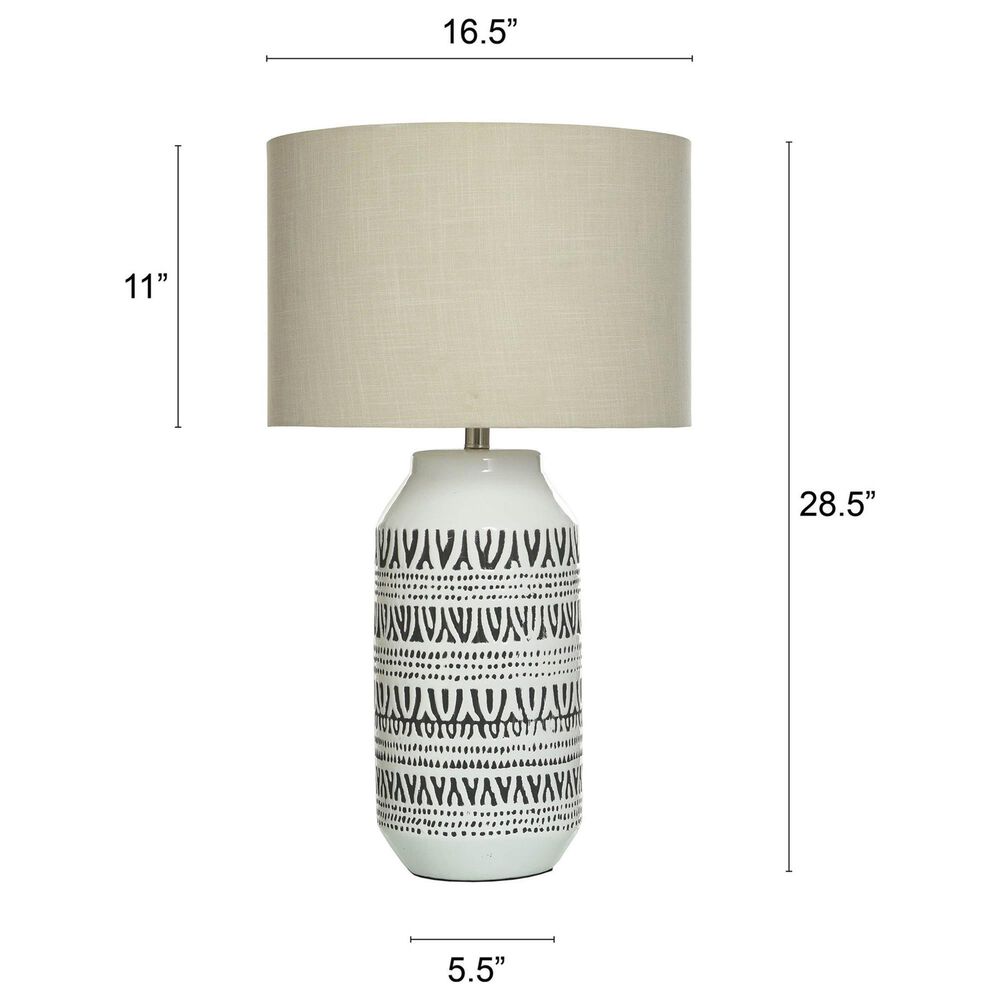 Flair Industries Patterned Table Lamp in White and Gray, , large
