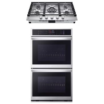 LG 2-Piece Kitchen Package with 9.4 Cu. Ft. Double Wall Oven and 36" Gas Cooktop in Print Proof Stainless Steel, , large