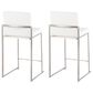 LumiSource Fuji 26" Counter Stool with White Upholstery in Stainless Steel (Set of 2), , large