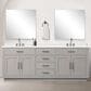 Lexora Home Abbey 84" Double Bathroom Vanity in Black Oak with 2 cm White Cultured Marble Top, Rectangular Sinks and 36" Mirrors, , large