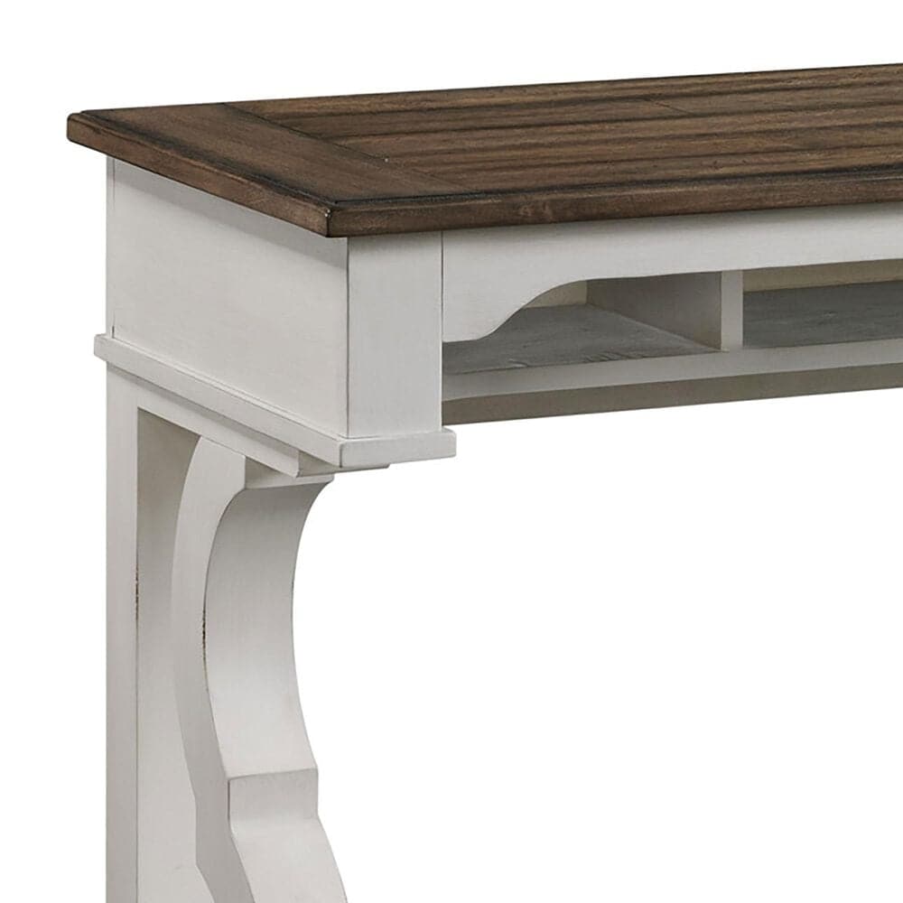 Hawthorne Furniture Drake Sofa Console Table in Rustic White and French Oak, , large