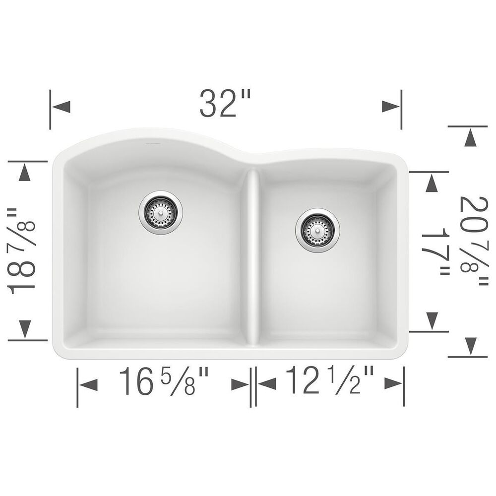 Blanco Diamond 32&quot; 1-3/4 Double Bowl Kitchen Sink in White, , large