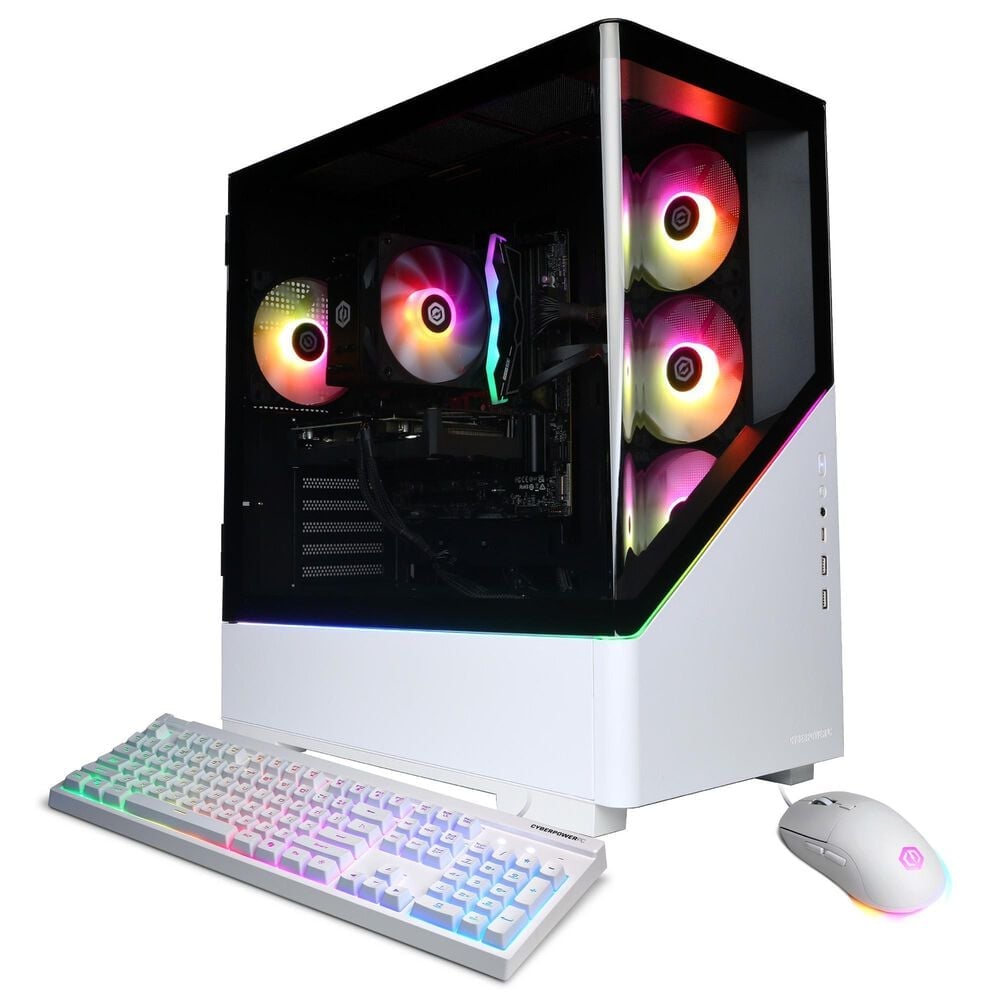 CyberPowerPC Gamer Xtreme Gaming Desktop | Intel Core i7-14700F - 16GB RAM - NVIDIA GeForce RTX 5050 Graphics - 2TB SSD in White, , large