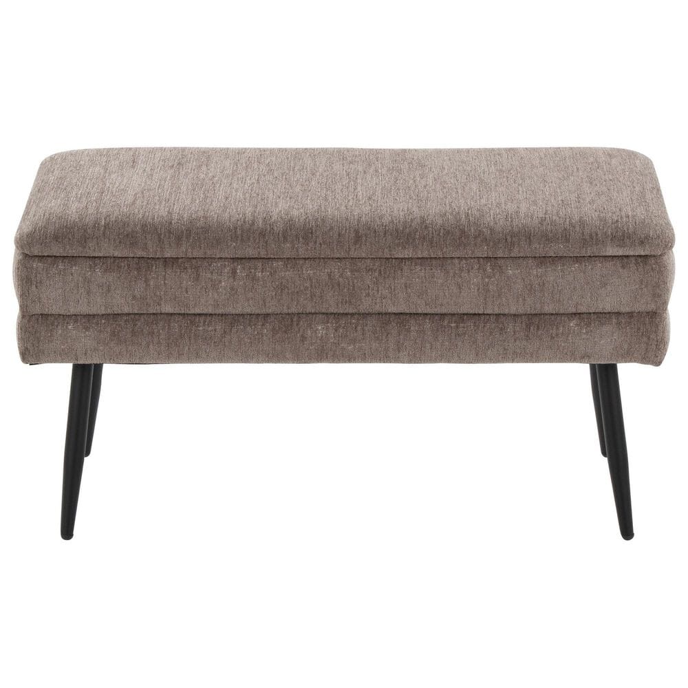 Lumisource Neapolitan Storage Bench with Brown Cushion in Black, , large