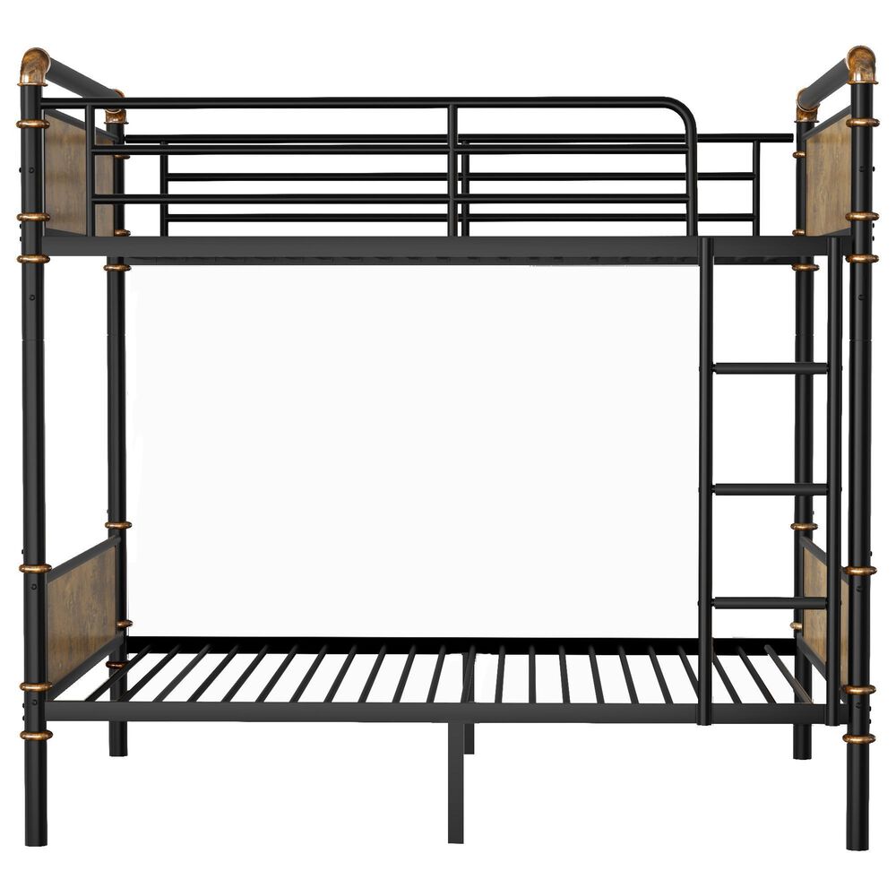 Hearth and Haven Twin XL over Twin XL Detachable Bunk Bed in Black and Gold, , large