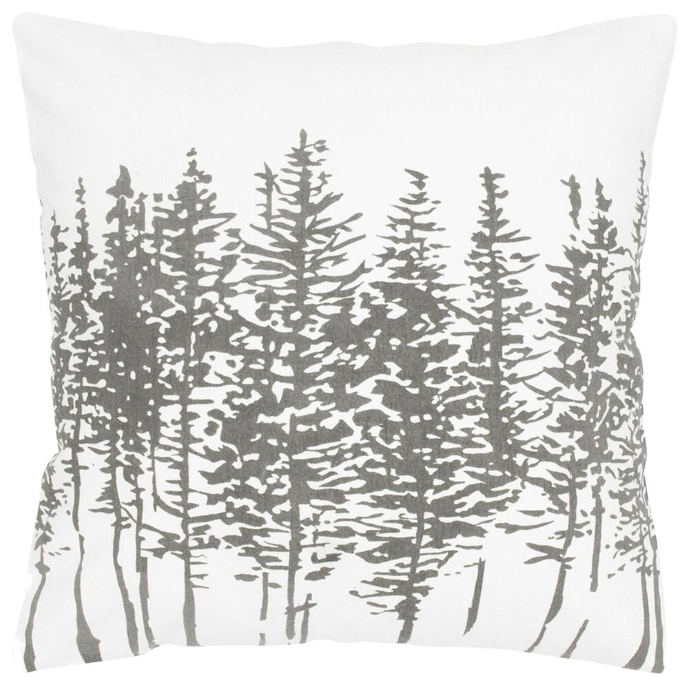 Rizzy Home 18" x 18" Pillow Cover in White with Gray Trees, , large