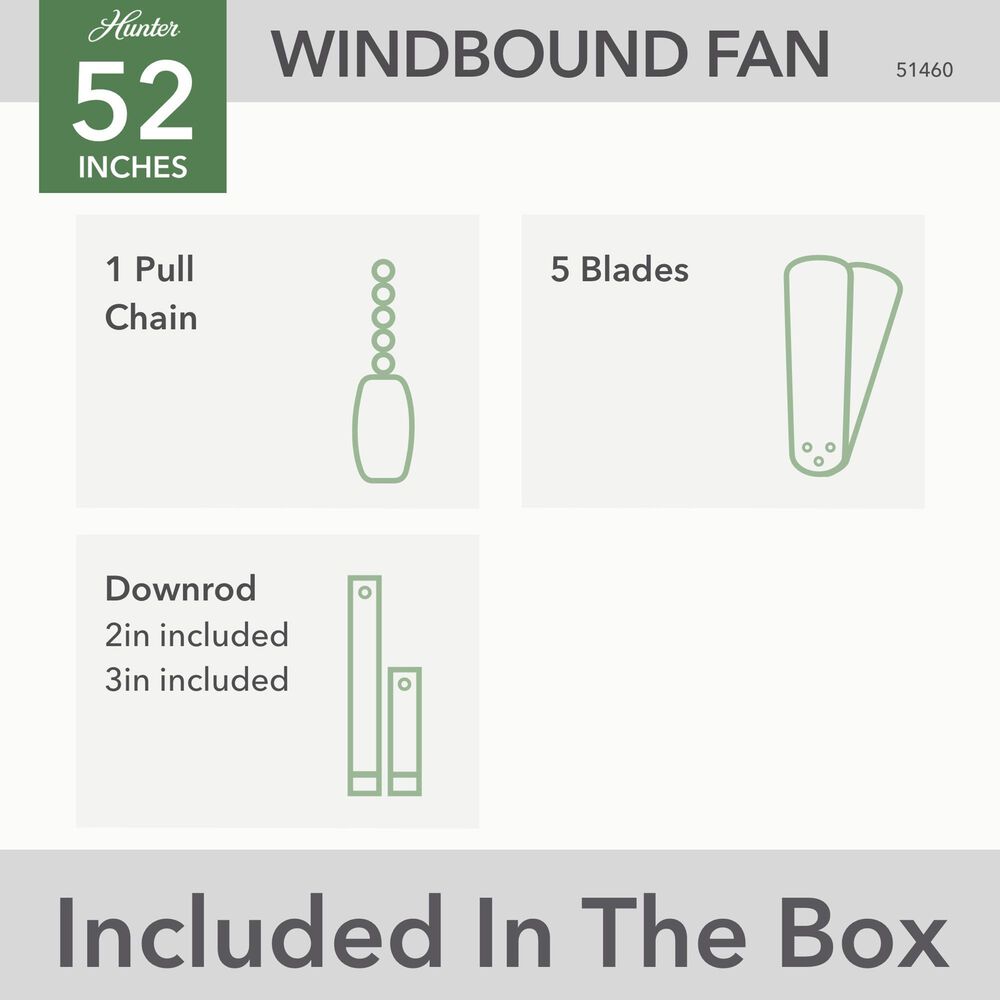 Hunter Windbound 52&quot; Outdoor Ceiling Fan in Matte White, , large