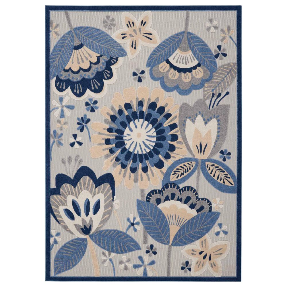 Nourison Aloha ALH25 12" x 15" Blue and Grey Indoor/Outdoor Area Rug, , large