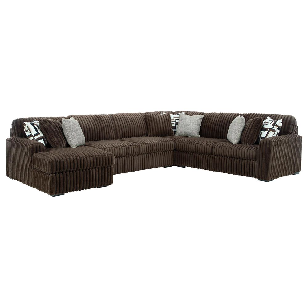 Ashley Midnight-Madness 4-Piece Left Facing Sectional with Chaise in Chocolate, , large