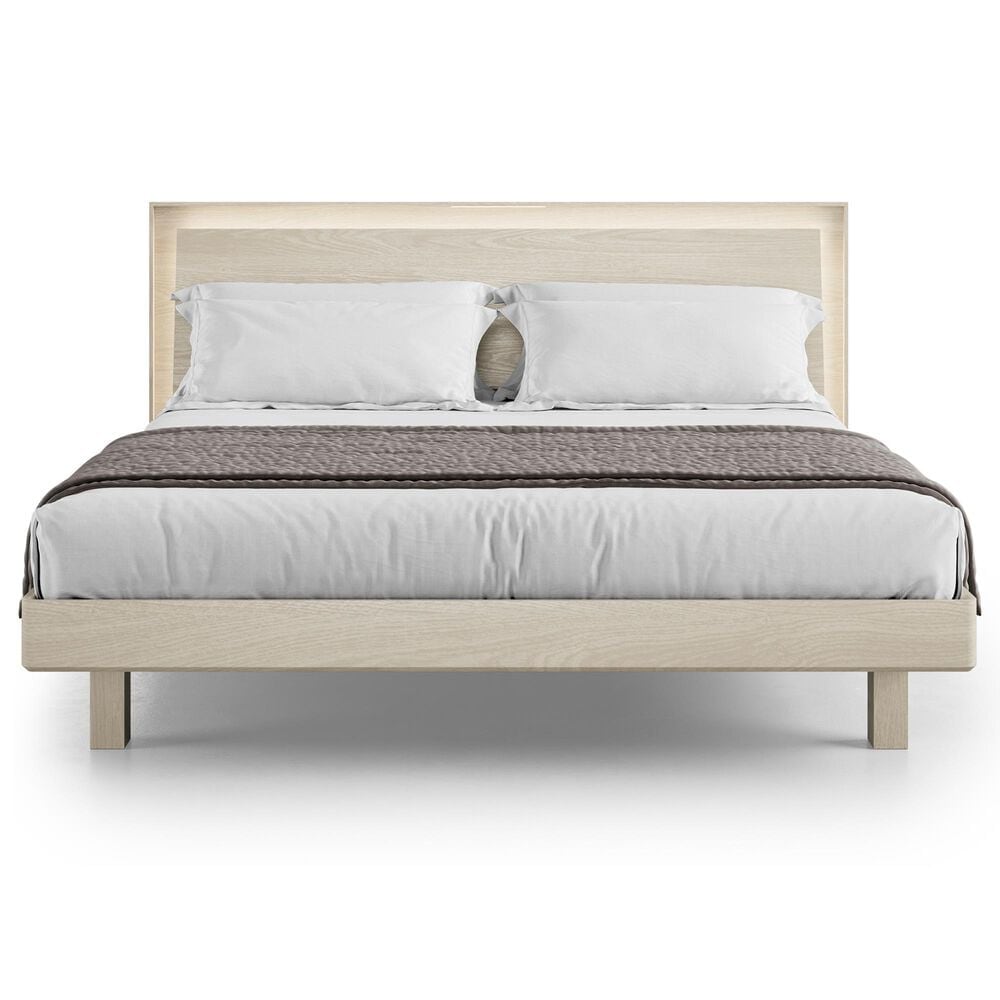 BDI Kava King Platform Bed in Washed Oak with Lighting and USB Ports, , large