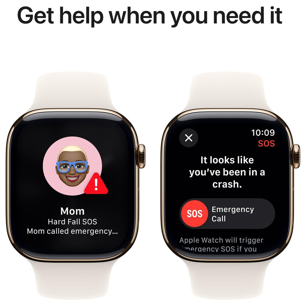 Apple Watch Series 10 GPS + Cellular 46mm Gold Titanium Case with Starlight Sport Band - S/M, , large